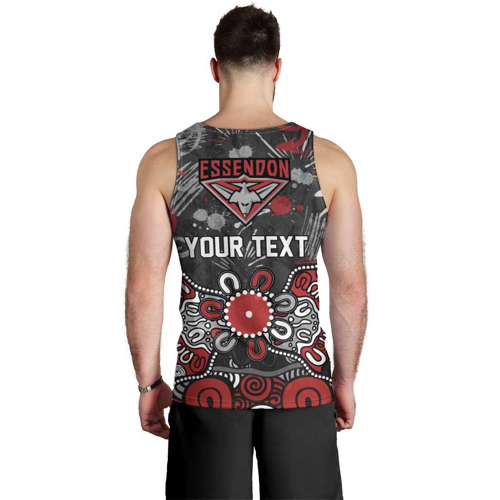 Personalized Essendon Bombers Men Tank Top Aboriginal Dot Painting Graffiti Style