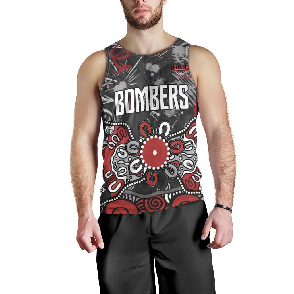 Personalized Essendon Bombers Men Tank Top Aboriginal Dot Painting Graffiti Style