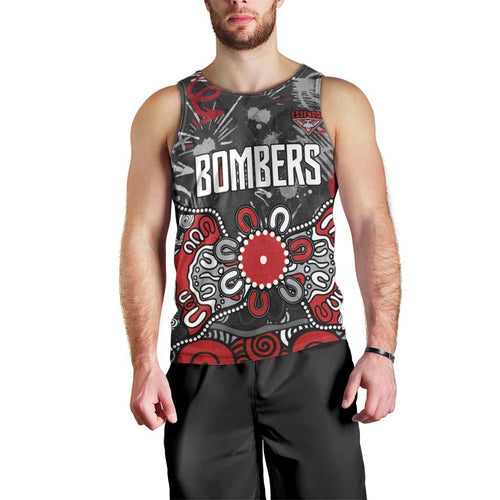 Personalized Essendon Bombers Men Tank Top Aboriginal Dot Painting Graffiti Style