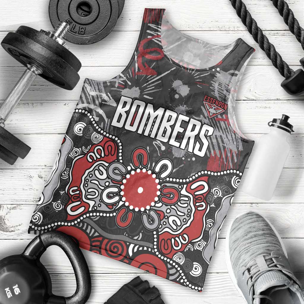 Personalized Essendon Bombers Men Tank Top Aboriginal Dot Painting Graffiti Style