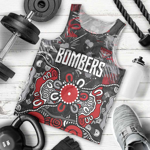 Personalized Essendon Bombers Men Tank Top Aboriginal Dot Painting Graffiti Style