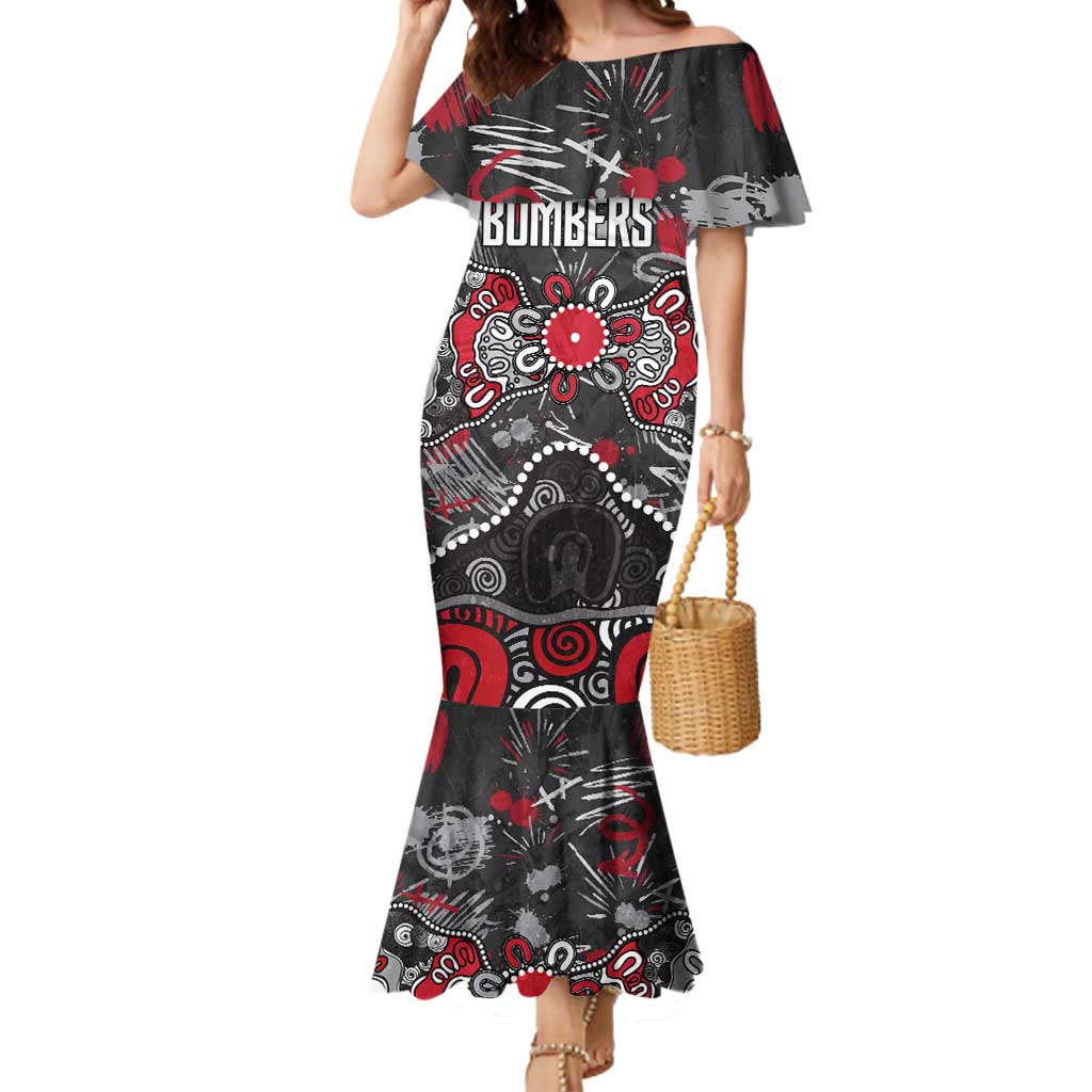 Personalized Essendon Bombers Mermaid Dress Aboriginal Dot Painting Graffiti Style