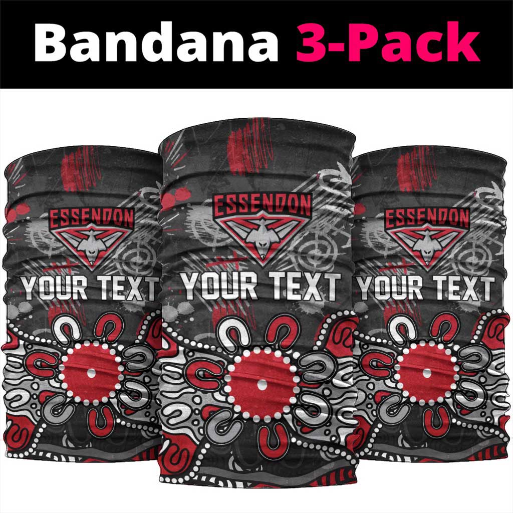 Personalized Essendon Bombers Neck Gaiter Aboriginal Dot Painting Graffiti Style