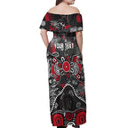 Personalized Essendon Bombers Off Shoulder Maxi Dress Aboriginal Dot Painting Graffiti Style