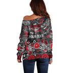 Personalized Essendon Bombers Off Shoulder Sweater Aboriginal Dot Painting Graffiti Style
