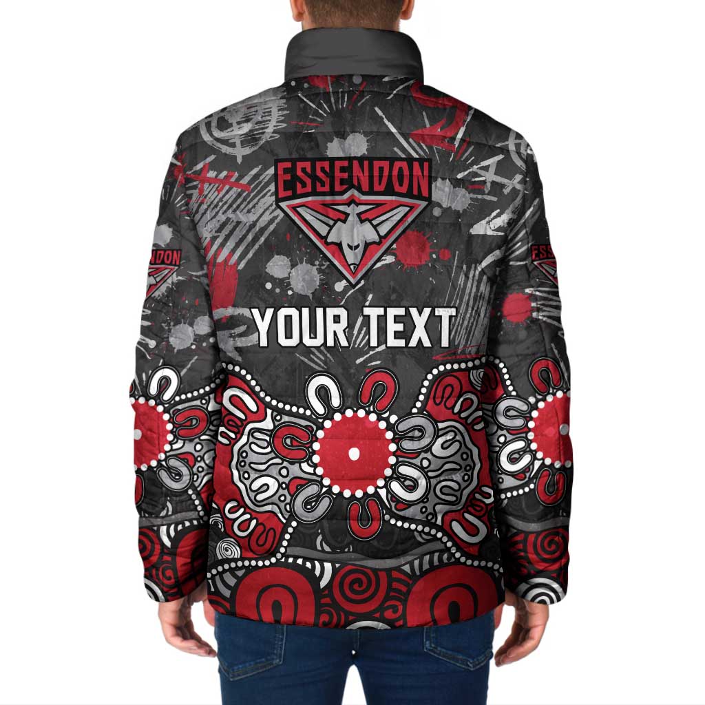 Personalized Essendon Bombers Padded Jacket Aboriginal Dot Painting Graffiti Style