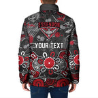 Personalized Essendon Bombers Padded Jacket Aboriginal Dot Painting Graffiti Style