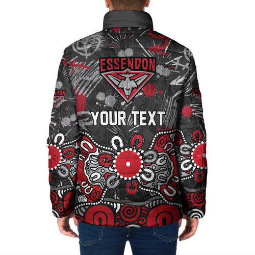 Personalized Essendon Bombers Padded Jacket Aboriginal Dot Painting Graffiti Style