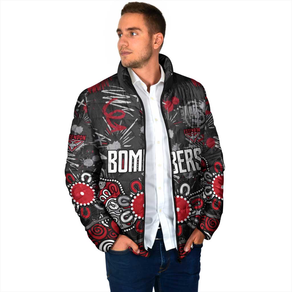 Personalized Essendon Bombers Padded Jacket Aboriginal Dot Painting Graffiti Style