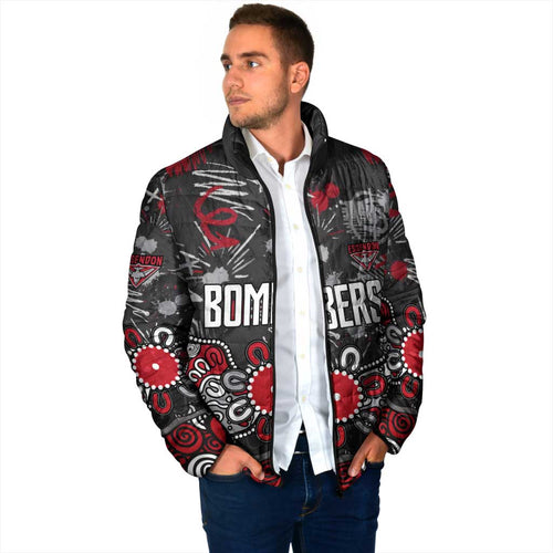 Personalized Essendon Bombers Padded Jacket Aboriginal Dot Painting Graffiti Style