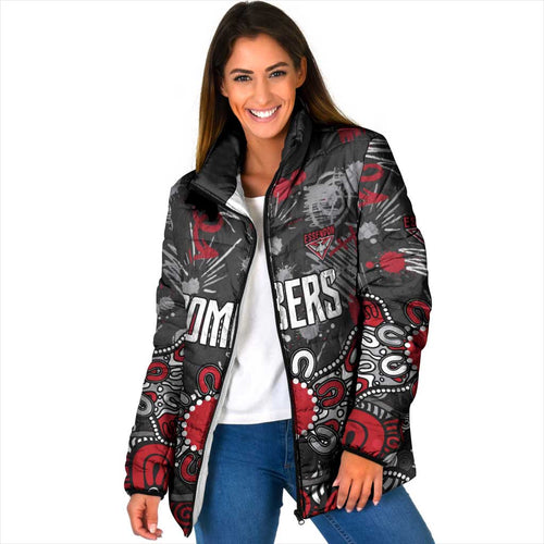 Personalized Essendon Bombers Padded Jacket Aboriginal Dot Painting Graffiti Style