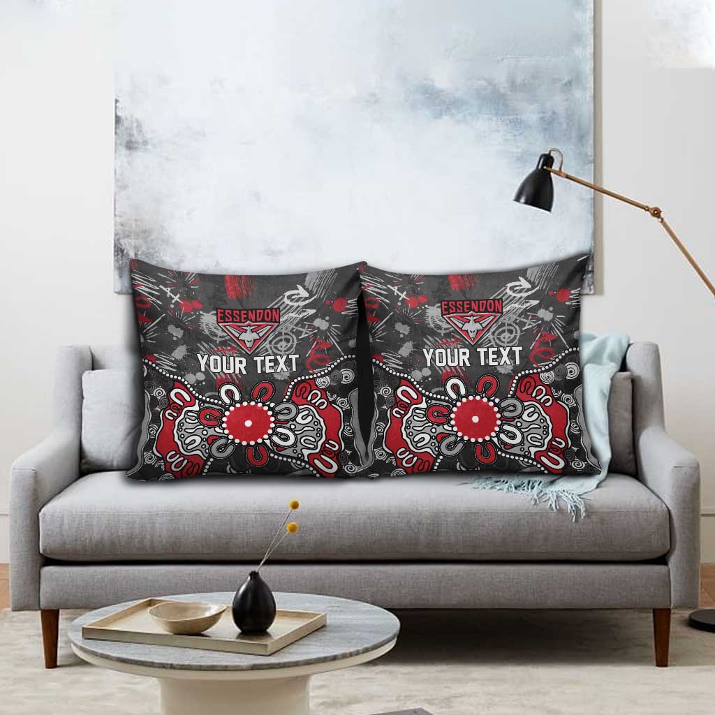 Personalized Essendon Bombers Pillow Cover Aboriginal Dot Painting Graffiti Style