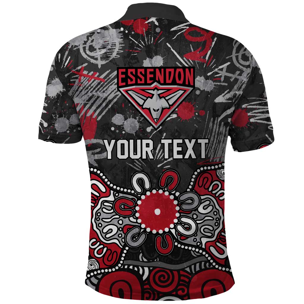 Personalized Essendon Bombers Polo Shirt Aboriginal Dot Painting Graffiti Style