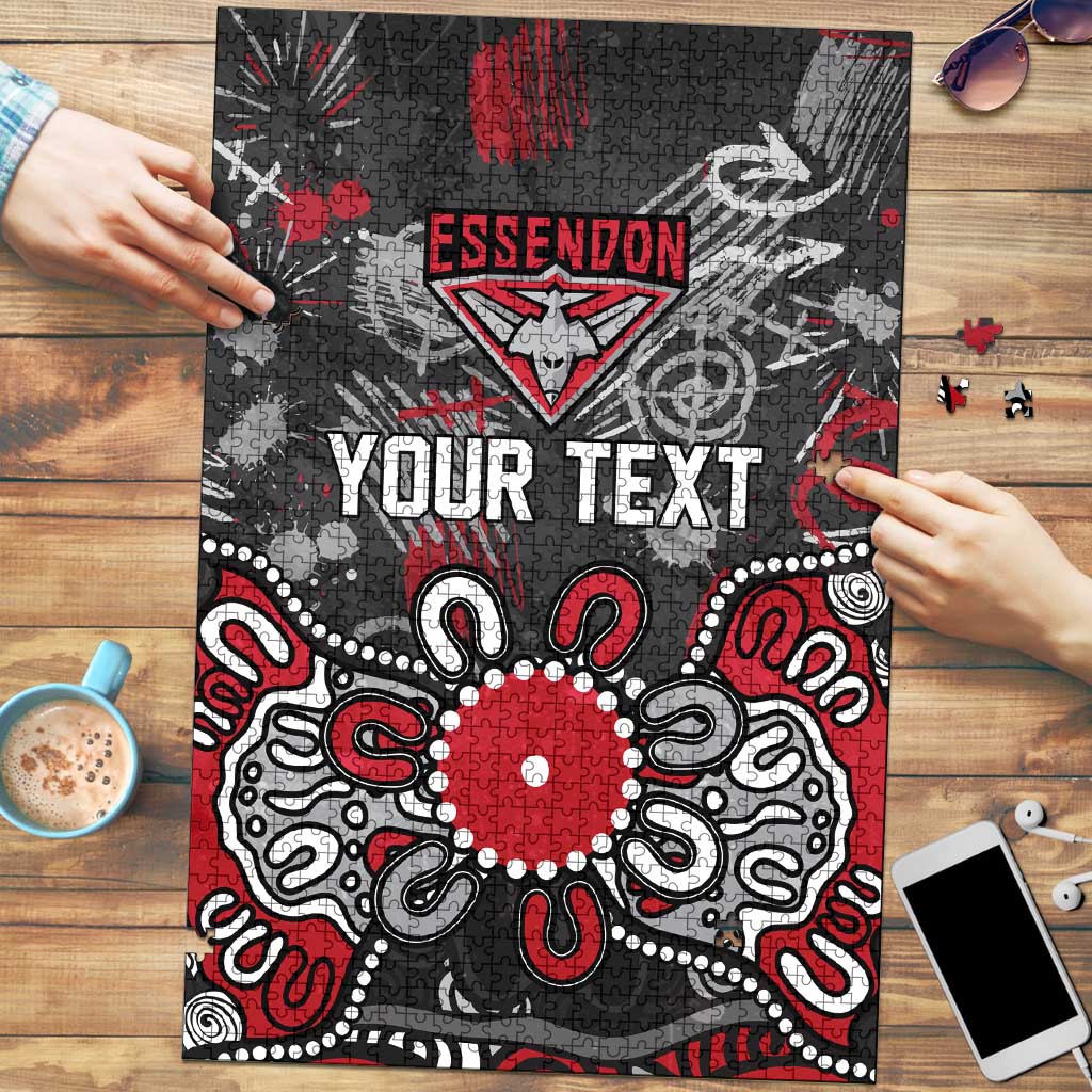 Personalized Essendon Bombers Puzzle Aboriginal Dot Painting Graffiti Style