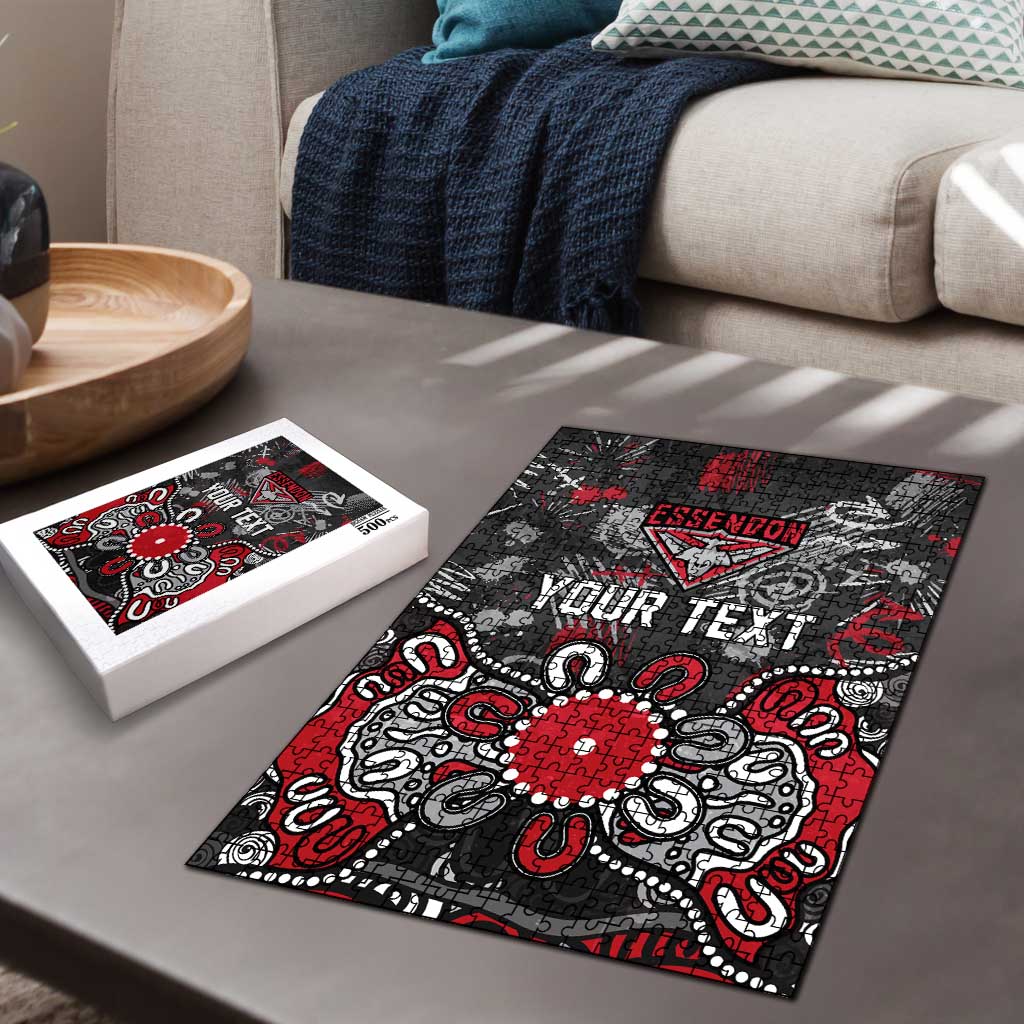 Personalized Essendon Bombers Puzzle Aboriginal Dot Painting Graffiti Style