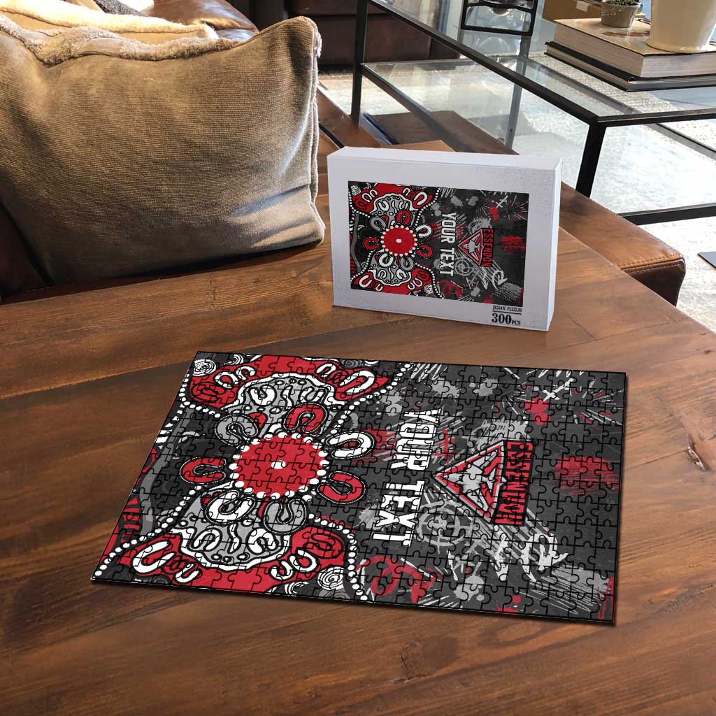 Personalized Essendon Bombers Puzzle Aboriginal Dot Painting Graffiti Style