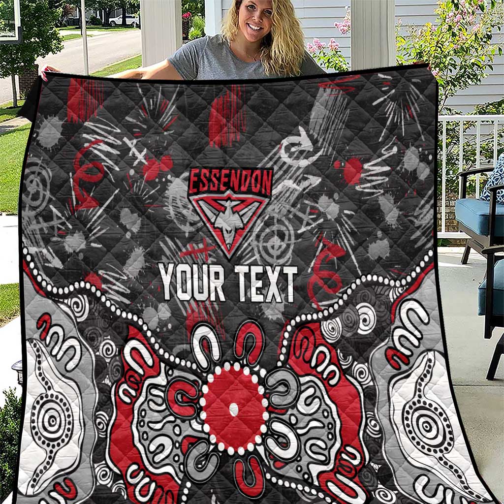 Personalized Essendon Bombers Quilt Aboriginal Dot Painting Graffiti Style