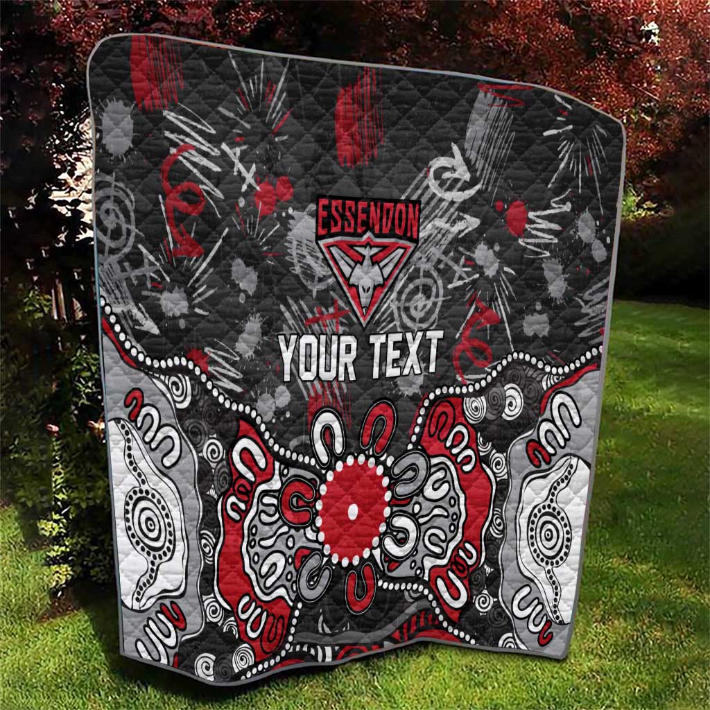 Personalized Essendon Bombers Quilt Aboriginal Dot Painting Graffiti Style
