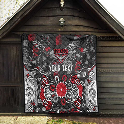 Personalized Essendon Bombers Quilt Aboriginal Dot Painting Graffiti Style