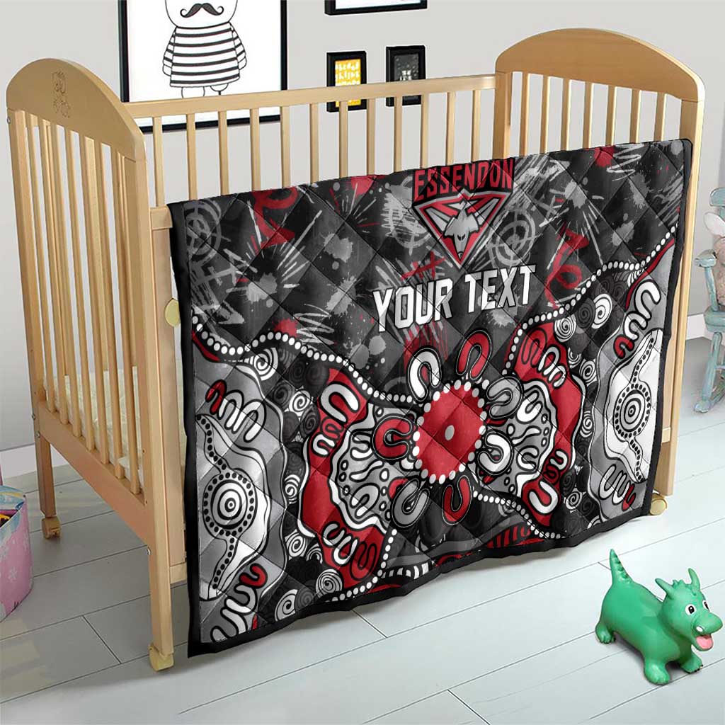 Personalized Essendon Bombers Quilt Aboriginal Dot Painting Graffiti Style