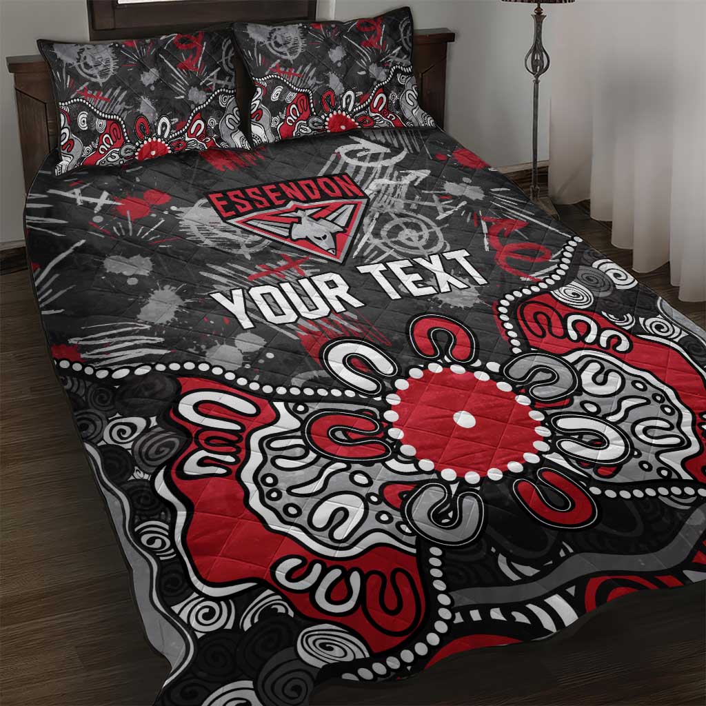 Personalized Essendon Bombers Quilt Bed Set Aboriginal Dot Painting Graffiti Style