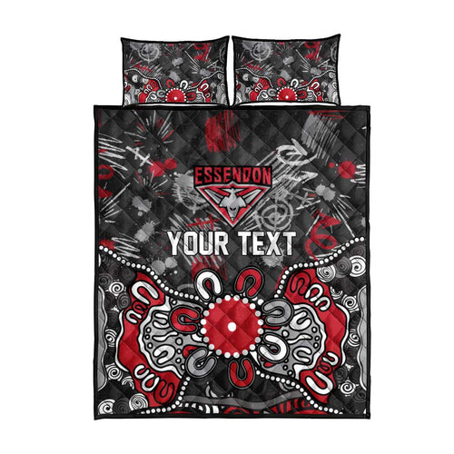 Personalized Essendon Bombers Quilt Bed Set Aboriginal Dot Painting Graffiti Style