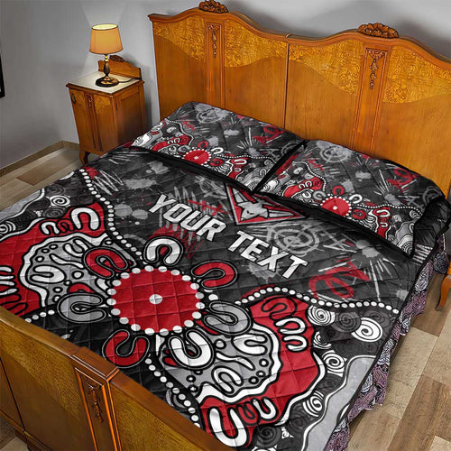Personalized Essendon Bombers Quilt Bed Set Aboriginal Dot Painting Graffiti Style