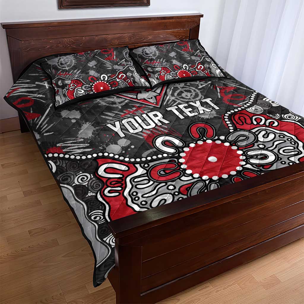 Personalized Essendon Bombers Quilt Bed Set Aboriginal Dot Painting Graffiti Style