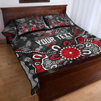Personalized Essendon Bombers Quilt Bed Set Aboriginal Dot Painting Graffiti Style