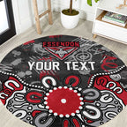 Personalized Essendon Bombers Round Carpet Aboriginal Dot Painting Graffiti Style
