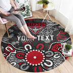 Personalized Essendon Bombers Round Carpet Aboriginal Dot Painting Graffiti Style