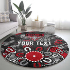 Personalized Essendon Bombers Round Carpet Aboriginal Dot Painting Graffiti Style