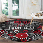 Personalized Essendon Bombers Round Carpet Aboriginal Dot Painting Graffiti Style