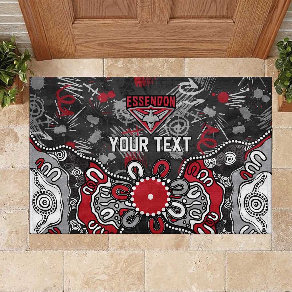 Personalized Essendon Bombers Rubber Doormat Aboriginal Dot Painting Graffiti Style