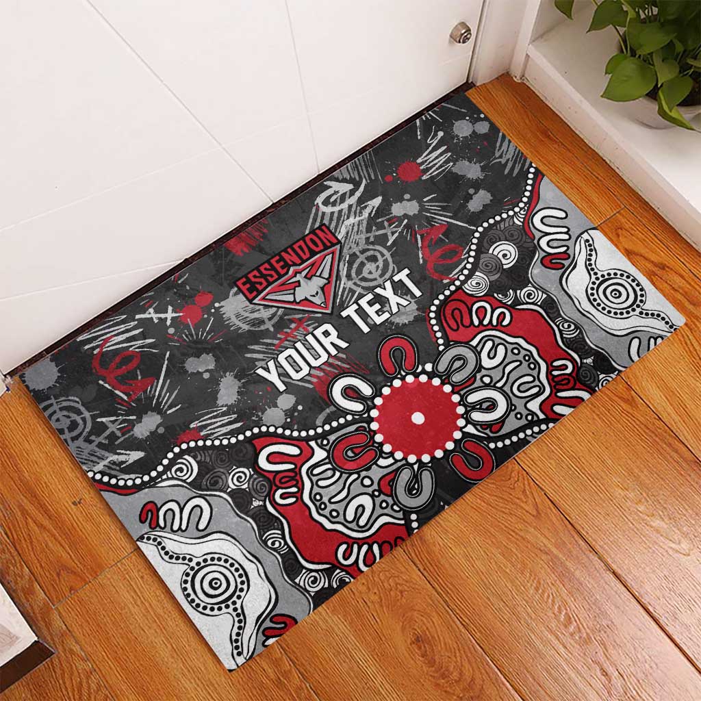 Personalized Essendon Bombers Rubber Doormat Aboriginal Dot Painting Graffiti Style