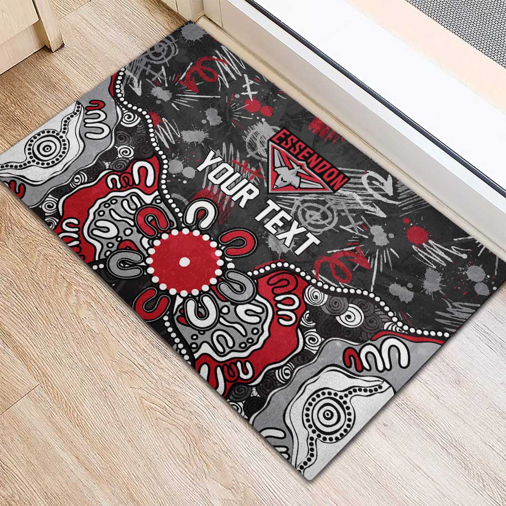 Personalized Essendon Bombers Rubber Doormat Aboriginal Dot Painting Graffiti Style