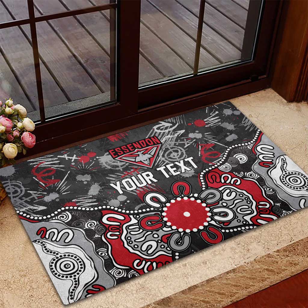 Personalized Essendon Bombers Rubber Doormat Aboriginal Dot Painting Graffiti Style