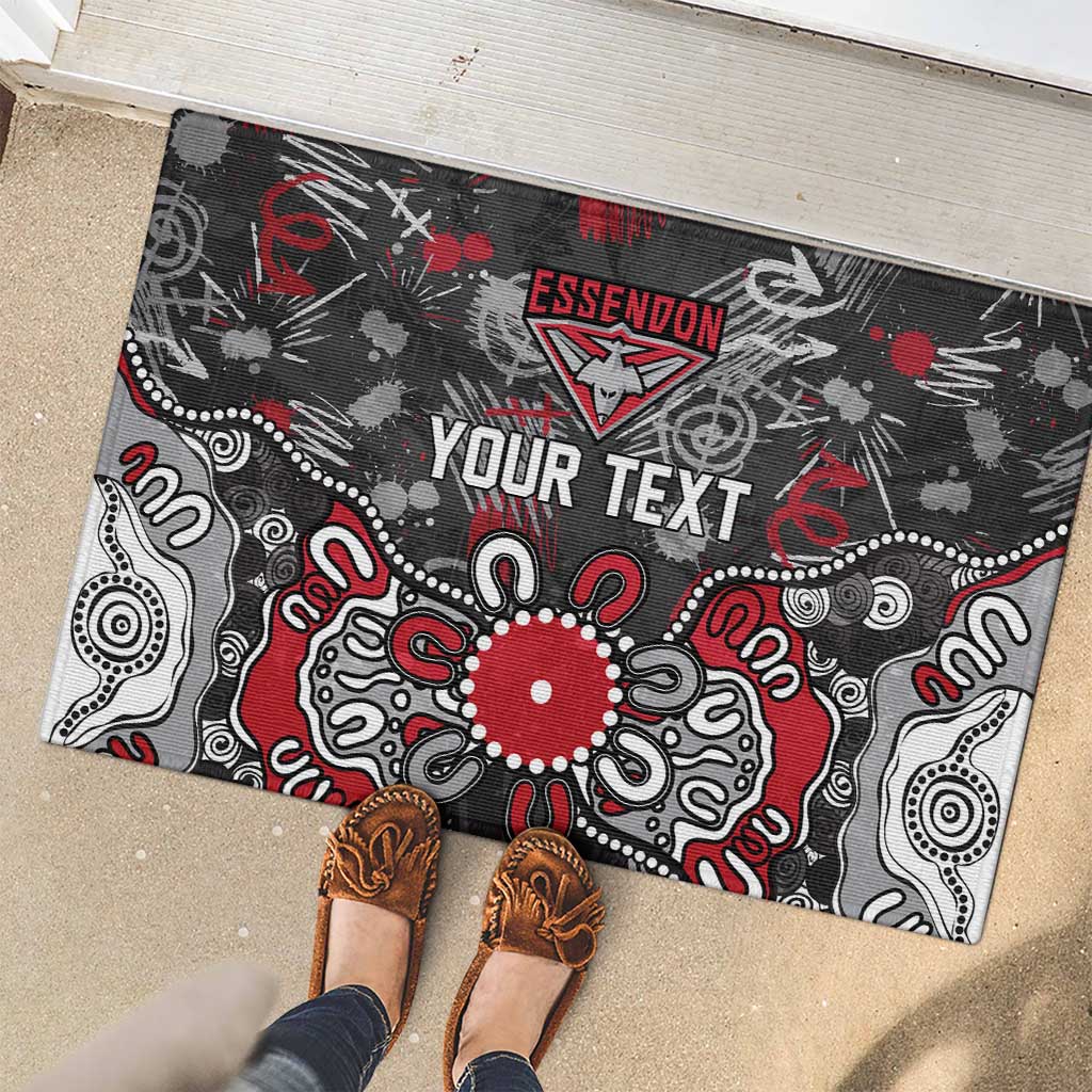 Personalized Essendon Bombers Rubber Doormat Aboriginal Dot Painting Graffiti Style