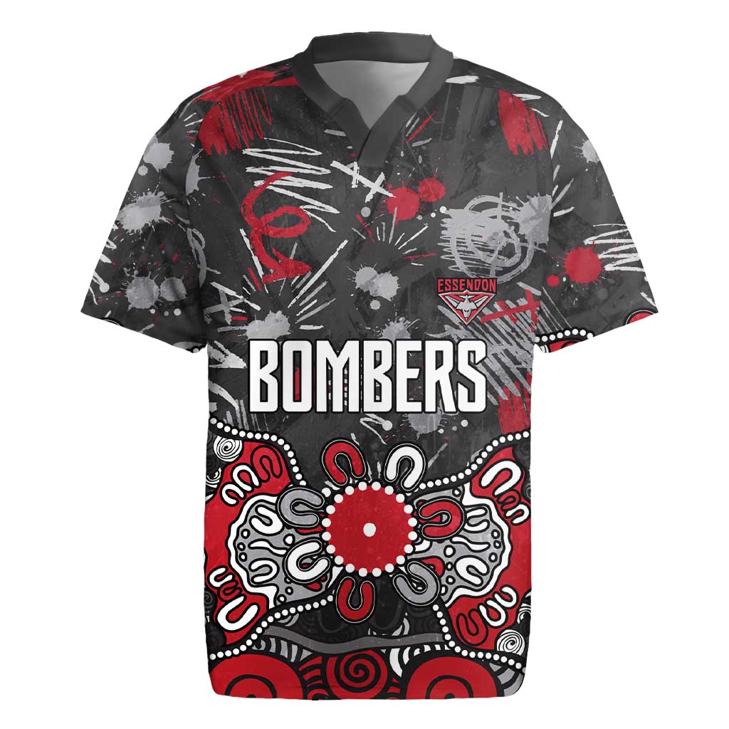 Personalized Essendon Bombers Rugby Jersey Aboriginal Dot Painting Graffiti Style