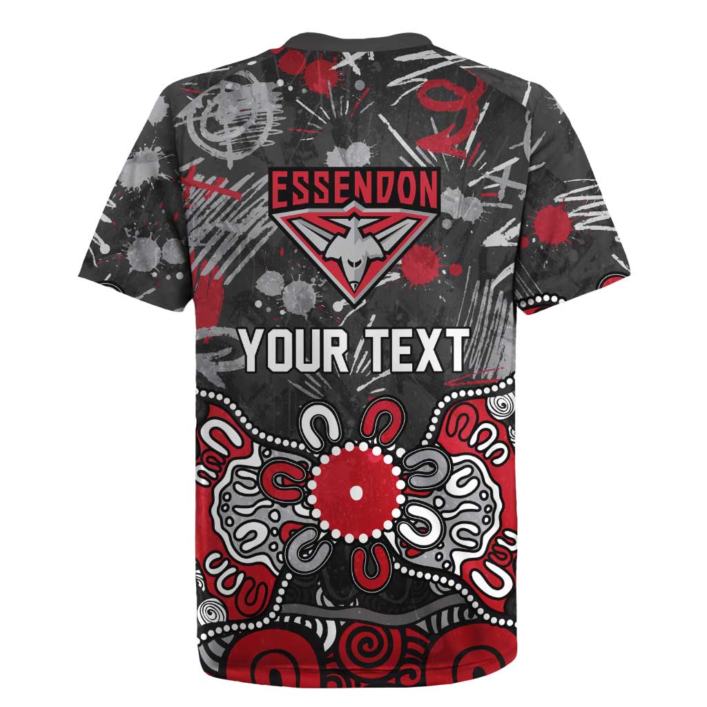 Personalized Essendon Bombers Rugby Jersey Aboriginal Dot Painting Graffiti Style