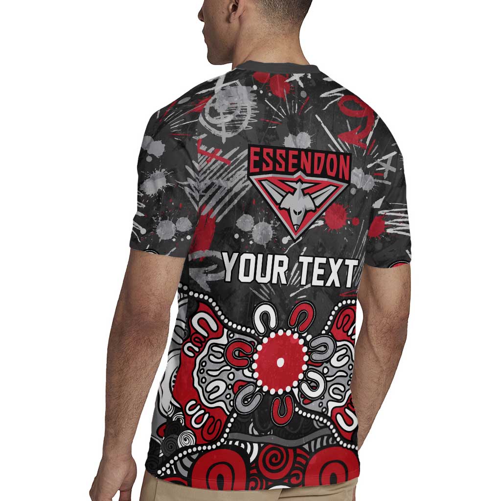 Personalized Essendon Bombers Rugby Jersey Aboriginal Dot Painting Graffiti Style