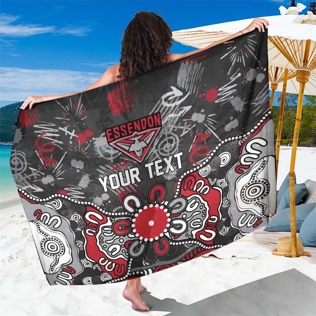 Personalized Essendon Bombers Sarong Aboriginal Dot Painting Graffiti Style