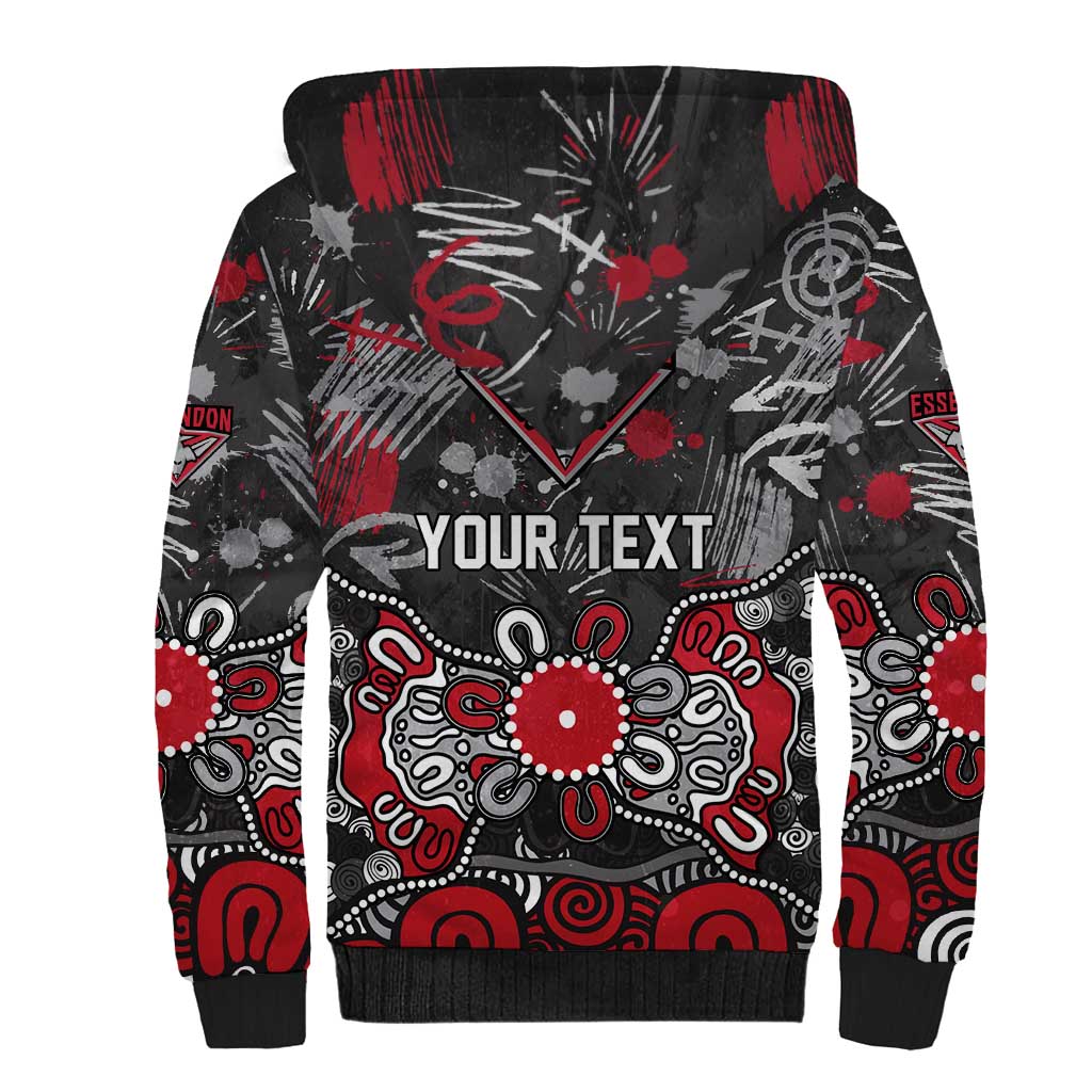 Personalized Essendon Bombers Sherpa Hoodie Aboriginal Dot Painting Graffiti Style