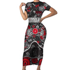 Personalized Essendon Bombers Short Sleeve Bodycon Dress Aboriginal Dot Painting Graffiti Style