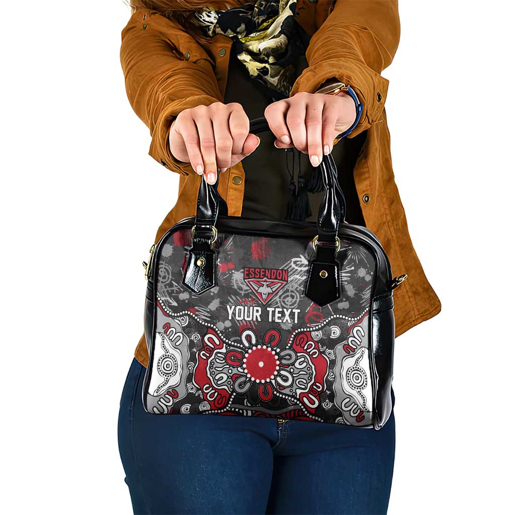 Personalized Essendon Bombers Shoulder Handbag Aboriginal Dot Painting Graffiti Style