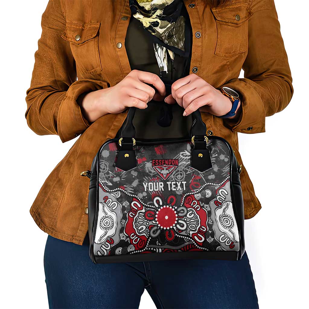 Personalized Essendon Bombers Shoulder Handbag Aboriginal Dot Painting Graffiti Style