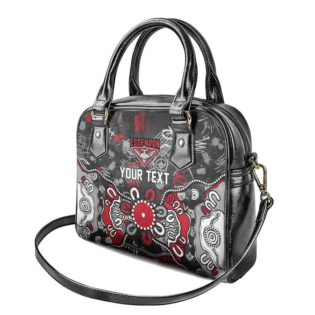 Personalized Essendon Bombers Shoulder Handbag Aboriginal Dot Painting Graffiti Style