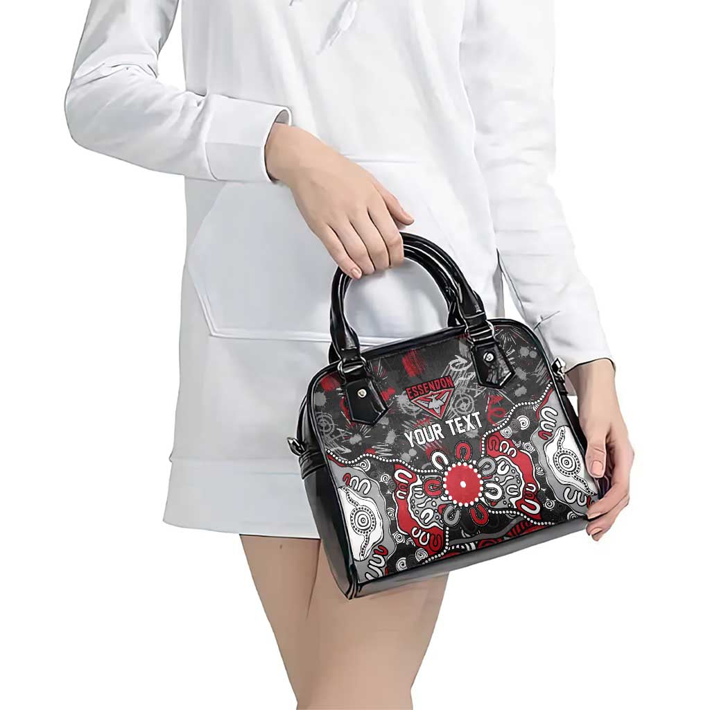 Personalized Essendon Bombers Shoulder Handbag Aboriginal Dot Painting Graffiti Style