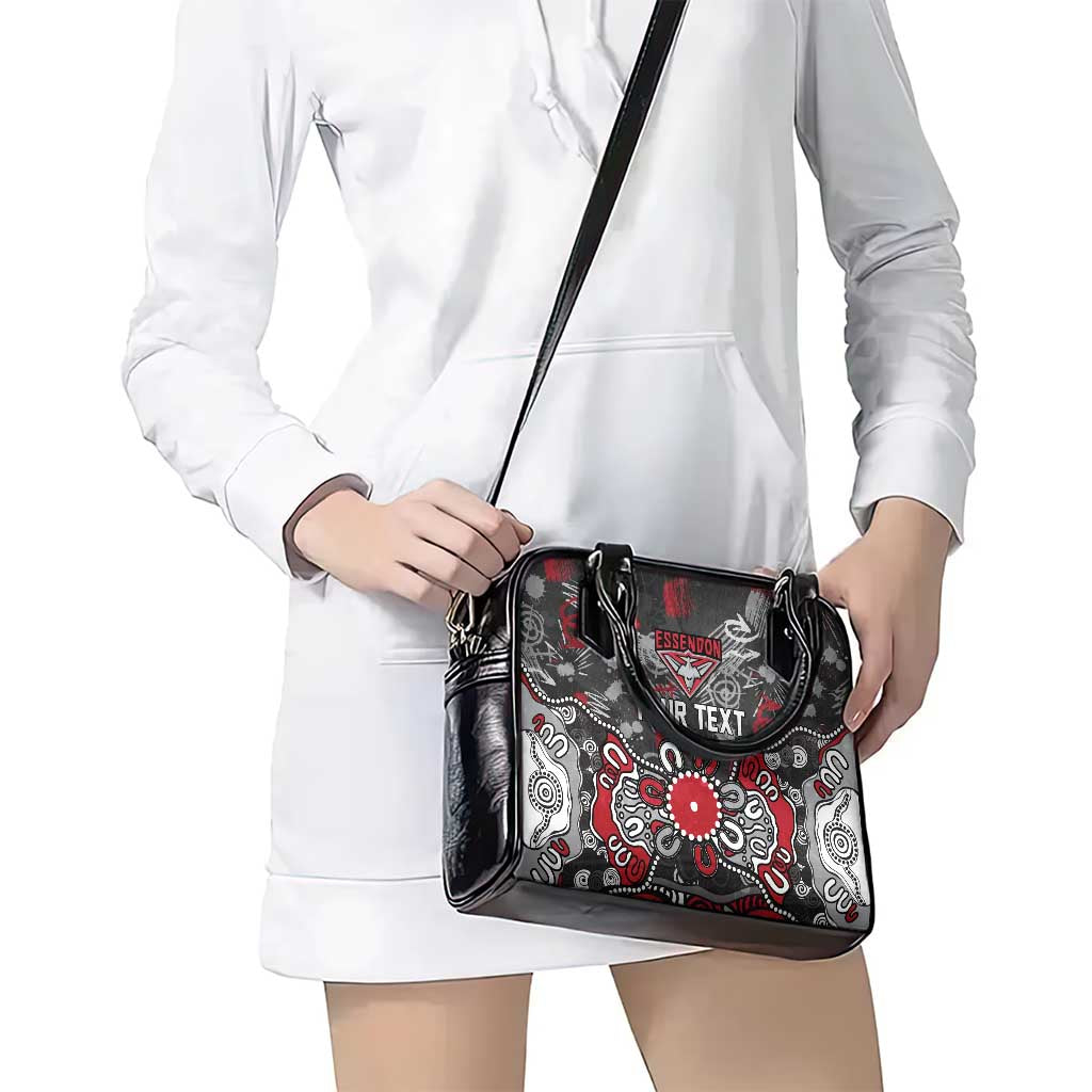 Personalized Essendon Bombers Shoulder Handbag Aboriginal Dot Painting Graffiti Style