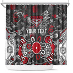 Personalized Essendon Bombers Shower Curtain Aboriginal Dot Painting Graffiti Style